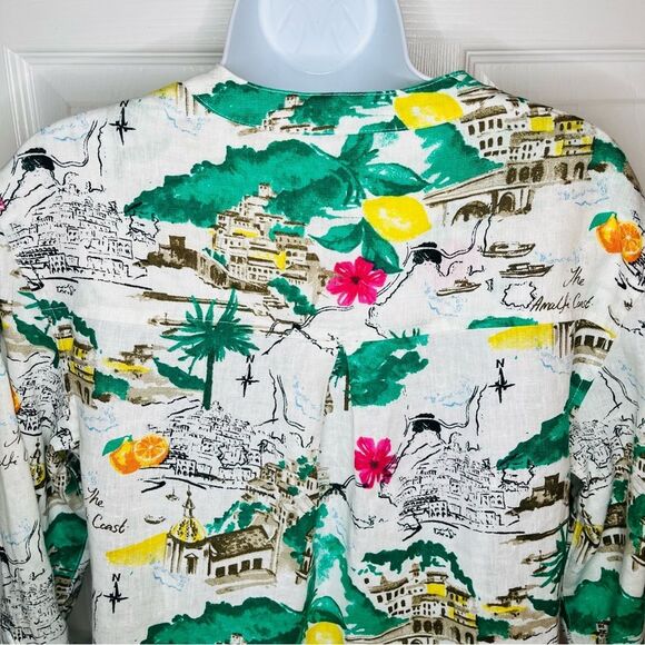 Cynthia Rowley Almafi Coast Linen Shirt Dress Roll Tab Pockets Mini M NWOT - Picture 9 of 13